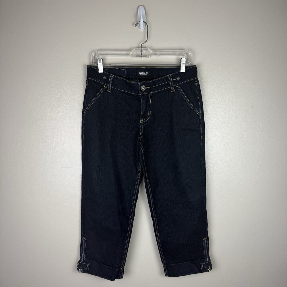 Allen B Womens Size 8 Blue Dark Wash Mid-Rise Capri Denim Jeans Stretch